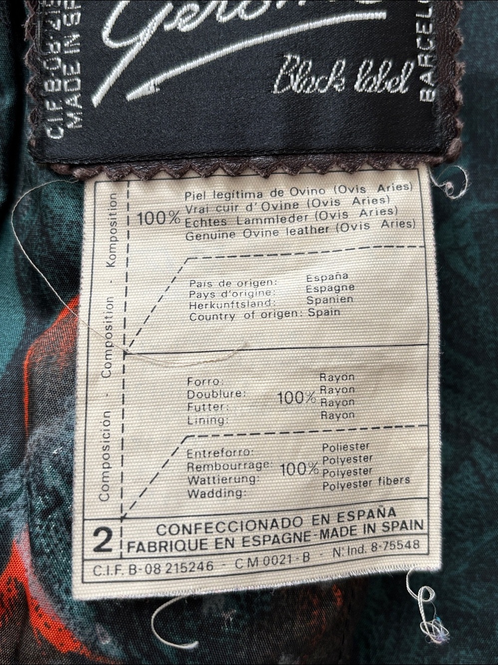 Vintage Gerome Black Label of Barcelona Brown Leather Sheepskin Jacket Size 10 - Picture 9 of 11